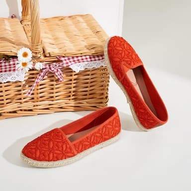 BABUDOG Women's Black Flats with Flower Embroideried,White Lace Ballet Flats,Comfortable Dress Flats(Orange.US8) - Image 9