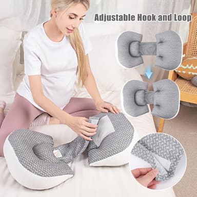 Chilling Home Pregnancy Pillow, Maternity Pillow for Pregnant Women, Pregnancy Pillows for Sleeping Portable, Pregnancy Wedge Pillow, Body Pillow Support for Back, Belly, Waist, Grey - Image 2