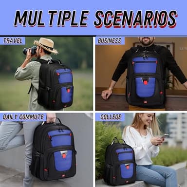 Z-MGKISS Large Travel Backpack for Men, TSA Flight Approved Business Backpack, USB Computer Bagpack Fits 17.3 Inch Laptop, Blue - Image 6