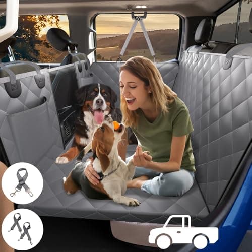 XL Truck Back Seat Extender for Dogs, Dog Seat Cover Back Seat Supports 400lbs, Hard Bottom Pet Seat Covers for Crew Cab Trucks, Dog Hammock for F150, RAM1500, Sierra, Tundra, Silverado, Titan Grey - Image 1