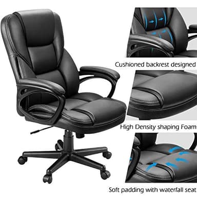 Furmax Office Executive Chair High Back Adjustable Managerial Home Desk Chair, Swivel Computer PU Leather Chair with Lumbar Support (Black) - Image 5