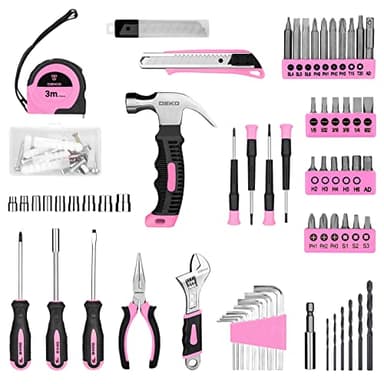 DEKOPRO Drill Set, Home Tool Set with 8V Pink Cordless Drill, Hand Tool Kit for Women, 126 pcs - Image 3