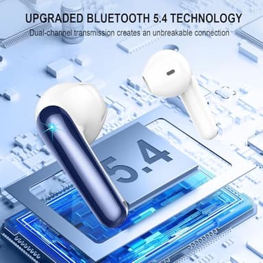 Wireless Earbuds, Bluetooth 5.4 Headphones, 48H, Stereo Ear Buds, LED Display Earphones with Mic, IP7 Waterproof In EarBud, Comfort Fit, Bluetooth Earbuds for Phone Android iOS, Sport, Walk, Blue - Image 2