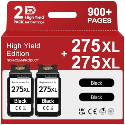 InkID Printer Ink PG-275XL Compatible for Canon PG-275 Black Ink Cartridge 275 XL Work for Canon Pixma TR4720 TS3720 TS3522 TS3520 TS3722 TS3500 TR4722 TR4723 TR4700 Printer (2 Pack) - Image 1