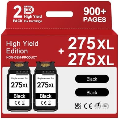 InkID Printer Ink PG-275XL Compatible for Canon PG-275 Black Ink Cartridge 275 XL Work for Canon Pixma TR4720 TS3720 TS3522 TS3520 TS3722 TS3500 TR4722 TR4723 TR4700 Printer (2 Pack) - Image 1