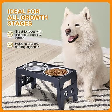 LALOBLUE Elevated Dog Bowls, Raised Dog Bowl with 2 Stainless Steel Dog Food Bowls, Dog Bowls Stand Adjusts to 5 Heights 2.95", 8.46", 9.65", 10.82", 12.01" for Small Medium Large Dogs Cats Pets,Black - Image 7