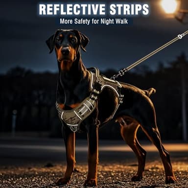 MOOGROU Tactical Dog Harness and Leash Set for Large Dogs,Heavy Duty No Pull Service Dog Vest and 10 Patches with Dog Seat Belt,Reflective Adjustable Pet Harness for Training Walking Hiking Camo L - Image 7