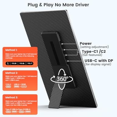 15.6" Laptop Screen Extender, 1080P FHD Laptop Monitor Extender with 120% sRGB, 235°Rotation Detachable Dual Monitor, Plug & Play, Triple Screen Compatible with Windows, Mac, Chrome - Image 5