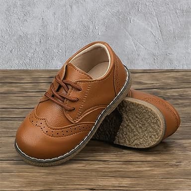 Meckior Toddler Boys Girls Black Dress Shoes Little Kid Oxford Shoes Wedding Church Dress Shoes PU Leather Lace Up School Uniform Loafer Flats - Image 5
