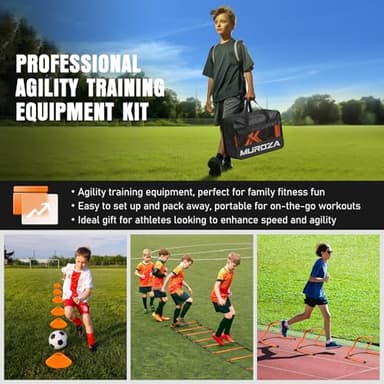 Agility Ladder, Speed Training Equipment Set, 20ft Agility Ladder, 12 Soccer Cones, 4 Hurdles, Jump Rope, Running Parachute, Basketball Football Soccer Training Equipment for Kids, Youth, Adults - Image 7
