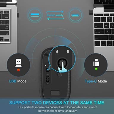 Type C Wireless Mouse，Vssoplor USB C MacBook Wireless Mouse Dual Mode 2.4G Cordless Mice with Nano USB and Type C Receiver Compatible with PC, Laptop, MacBook and All Type C Devices-Black and Silver - Image 2