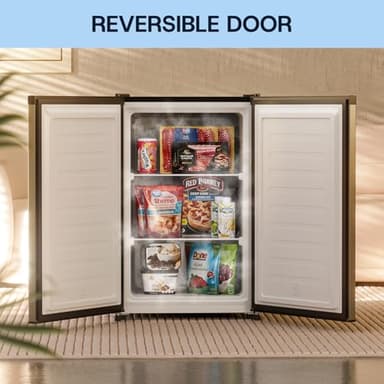 Upstreman 3.0 Cu.ft Small Mini Freezer Upright Freezer with Reversible Door, Fast Cooling, 5 Adjustable Thermostat, Stand Up Freezers with Ice Trays Defrosting Tools for Home, Dorm (Silver) - Image 7