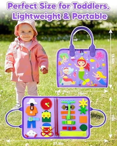 Walenty Busy Board Montessori Toys for Toddler Boy Girl Birthday Gifts, Busy Book Sensory Learning Toys for Toddlers, Educational Activities Airplane Car Travel Toy for Toddlers - Image 6