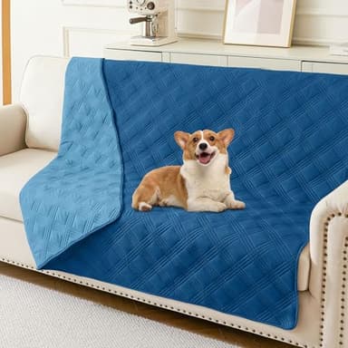 hyha Waterproof Dog Blanket, Reversible Pet Bed Blanket, Soft Sofa Couch Cover for Dogs Washable, Waterproof Pet Couch Covers for Sofa Puppy Cats Furniture Protector(68"x82", Navy Blue/Blue) - Image 1