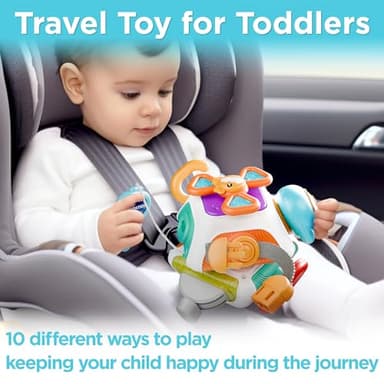 iPlay, iLearn 10 in 1 Baby Busy Board Cube, Montessori Sensory Toy Toddler 1-3, Infant Carseat Plane Travel, Kid Education Learning Activity, Birthday Gift 6 9 10 12 18 Month 1 2 Year Old Boy Girl - Image 6