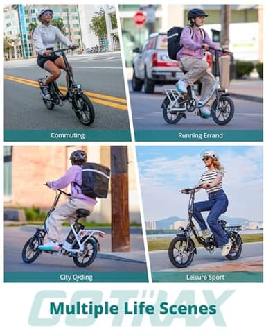 Gotrax NEPHELE 16" Folding Electric Bike, Max Range 28Miles(Pedal-assist) &15.5Mph Power by 350W Motor, Front Suspension&Adjustable Seat and Handlebar, Commuter Electric Bicycle for Adults/Teens Black - Image 7