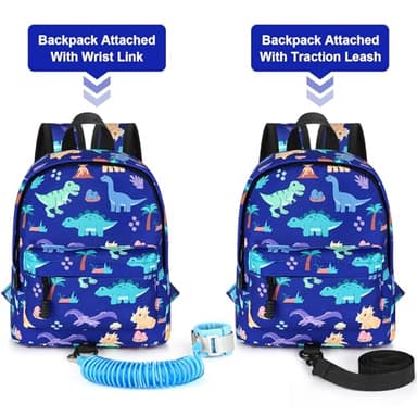 Accmor Toddler Backpack Leash, Cute Dinosaur Kids Backpack with Anti Lost Wrist Link, Mini Child Backpack Leash Walking Harness for Outdoor Travel, Adorable Backpack Tether for Baby Boys 1-3 - Image 4