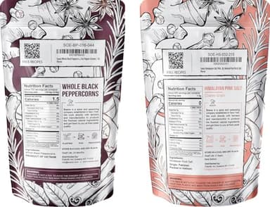 Soeos Whole Black Peppercorns 12oz + Himalayan Pink Salt 2lb, Salt and Pepper for Grinders, Black Peppercorn Refil, Pink Himalayan Sea Salt, 2 Piece Set - Image 2