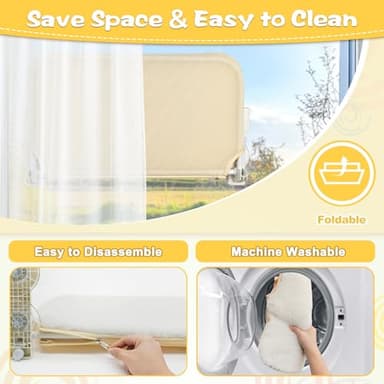 Peyela Cat Window Perch, Cat Window Hammock with Powerful Suction Cup,Sturdy Metal Frame Window Seat for Cats Kitty,Foldable Reversible Soft Furry Cover Cushion Bed - Image 5