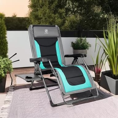 EVER ADVANCED Oversize XL Zero Gravity Recliner Padded Patio Lounger Chair with Adjustable Headrest Support 350lbs (Green) - Image 2