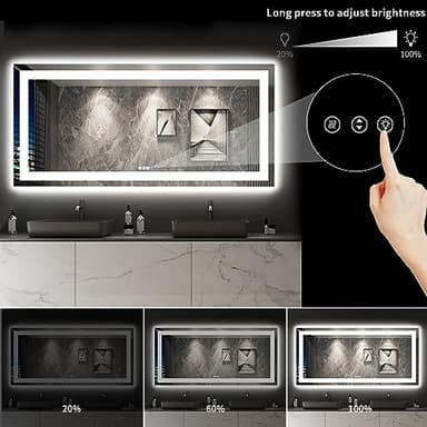 LOAAO 84"X40" LED Bathroom Mirror with Lights, Anti-Fog, Dimmable, Backlit + Front Lit, Lighted Bathroom Vanity Mirror for Wall, Memory Function, Tempered Glass, Shatter-Proof, ETL Listed - Image 3