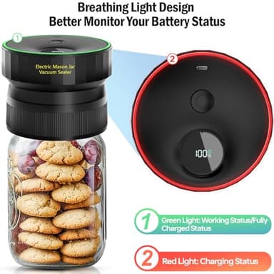 2025 Upgraded Mason Jar Vacuum Sealer, Electric Vacuum Sealer for Regular Mouth and Wide Mouth Canning Jars, Fully Automated and Portable - Image 4