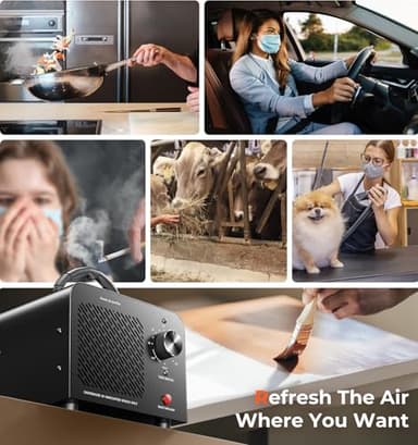 Ozone Generator 48,000mg, Commercial Ozone Machine Odor Removal, High Capacity O3 Ionizer Air Purifier Deodorizer, Portable Mini for Car, Home, Smoke, Pets, Industrial, for 4000 Square Feet -Black - Image 6