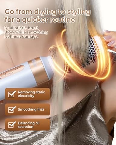 UKLISS Hair Dryer Brush 7 in 1，110000 RPM Hair Dryer with Diffuser for Curly & Twisted Hair Professional Ionic Brush Blow Dryer for Salon-Quality Styling, White Gold - Image 5