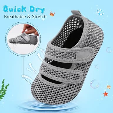 BARERUN Water Shoes Toddler Boys Girls Quick Dry Barefoot Aqua Shoes Swim Pool Beach Shoes Non Slip Breathable Sandals Lightweight Summer House Slippers LightgreyHole 3.5-4.5 - Image 3