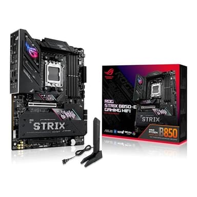 ASUS ROG Strix B850-E Gaming WiFi AMD AM5 B850 ATX Motherboard 16+2+2 Stages, Dynamic OC, Core Flex,DDR5 w/AEMP, WiFi 7, 5X M.2, 5G LAN, PCIe® 5.0,USB4®, USB 20Gbps Type-C®,AI OC, AI Networking,Black - Image 1