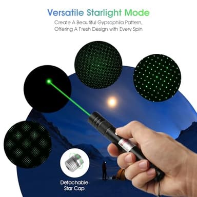 Advanced Long-Range Laser Pointer High Power - Rechargeable Green Laser Pointer with Removable Star Cap - Versatile Laser Pen for Astronomy, Construction, Presentations, and Outdoor Adventures - Image 6