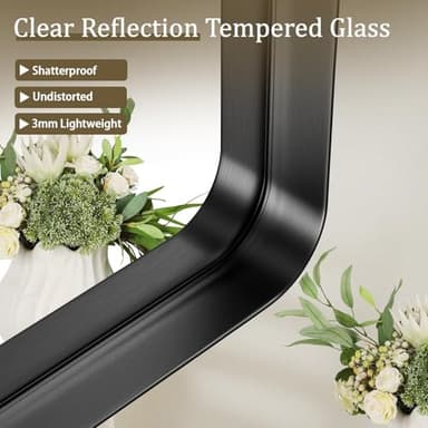 VooBang Bathroom Mirror 30x48 inch, Black Gorgeous Deep Frame Wall Mirror, Modern Round Corner Bathroom Vanity Mirror for Bedroom, Living Room, Hanging or Leaning Horizontal or Vertical, Black - Image 3