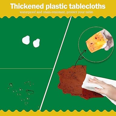 Green 6 Pack Plastic Table Cloth 54" x 108", Disposable Tablecloths Rectangle Table Cover, Plastic Tablecloth for Parties - Image 3