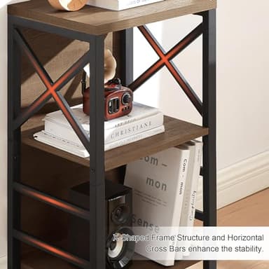 MNEETRUNG Small Bookshelf,3 Tier Industrial Bookcase with Metal Frame and Backboard,Low Rustic Brown Book Shelf,Book case for Small Spaces,Living Room,Bedroom and Home Office - Image 7