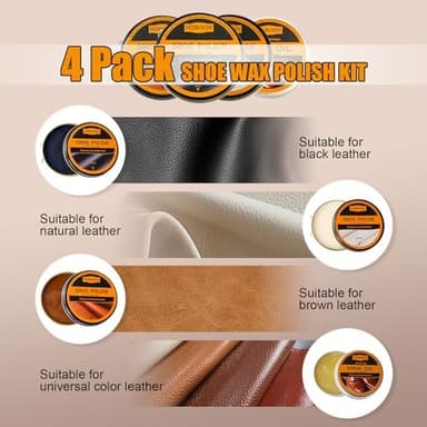 13Pcs Polish Kit for Men & Women - 3 Horsehair Brushes, Black Brown Neutral Mink Oil for Shoes, Boots Shine Care Kit - Image 5