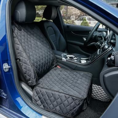 PETICON Front Seat Cover 2 Pack, Full Protection Dog Car Seat Cover with Side Flaps, Nonslip Scratchproof Captain Chair Seat Cover Fits for Cars, Trucks, SUVs, Jeep, Black - Image 2