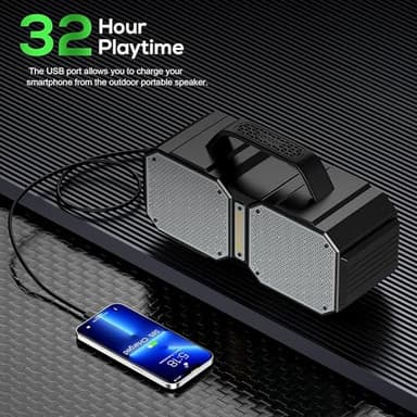 BUGANI Bluetooth Speaker, Shock Portable Bluetooth Speaker, Bluetooth 5.3, Waterproof, Wireless Speakers, 60W Super Power, Outdoor Speaker, Black (New Model) - Image 5