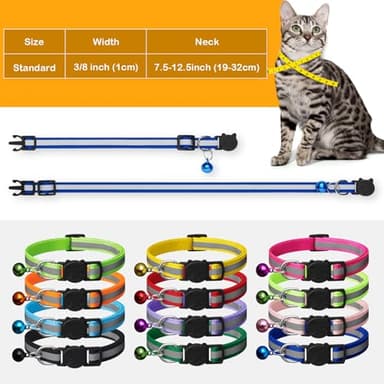 12 Pack Reflective-Breakaway Cat Collars with Bells,Safety Buckle Kitten Collar, with Name Tag, Adjustable,Ideal for Girl Cats Male Cats,Pet Supplies,Stuff,Accessories(12 Colors & 2 ID Tags) - Image 6