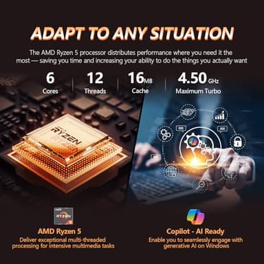 HP 2025 17.3 Touch Screen Laptop PC, 17 Inch Laptop Touchscreen, AMD Ryzen 5(6-Cores), 64GB RAM 2.5TB Storage (2TB SSD+512GB Docking Set), Windows 11 Pro Lifetime Office, 10-Key Number Pad - Image 4