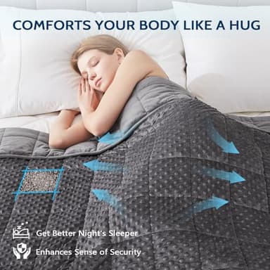 L'AGRATY Weighted Blanket for Adult - 48"x72" 15lbs Minky Dots Heavy Blanket with Glass Beads Soft Breathable for All-Season Summer Fall Winter Thick Comfort for Sleeping - Image 3