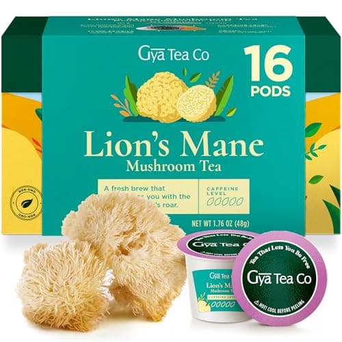 Gya Tea Co Lion's Mane Mushroom Tea Gift Set (16 ct) - Decaf Tea Pod for Nourish & Wellness - Image 1