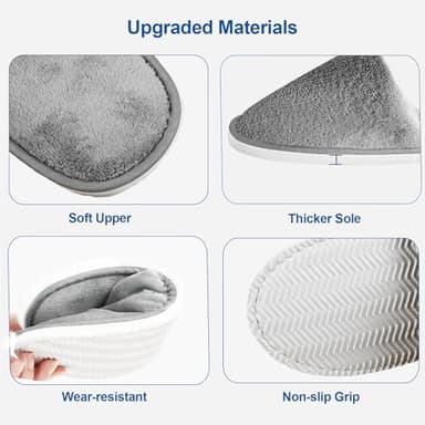 CarryEpic Disposable Slippers (6 Pairs) for Guest, Spa Hotel House Slippers for Shoeless Home Bulk Indoor Slippers for Women Men pantuflas desechables para invitados Gray Brown - Image 4