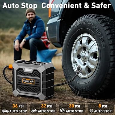 Tire Inflator Portable Air Compressor DC 12V Air Compressor Portable with Digital Pressure Gauge Air Pump for Car Tires - Car Accessories Bike, Ball, Motor (Light black) - Image 2