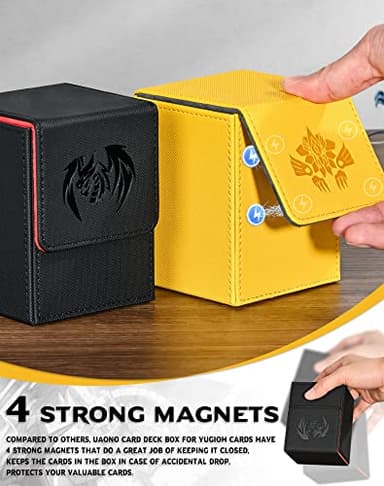 UAONO Card Deck Box for Yugioh MTG, 100+ Deck Case with 2 Dividers, PU Leather Storage Box, Compatible with Collectible Trading Cards (Black & Red, Sky Dragon) - Image 5