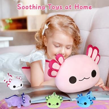 KMUYSL Axolotl Plush Toys for Ages 0 1 2 3 4 5 6 7 8+ Year Old Boys Girls- Axolotl Mommy Stuffed Animal with 4 Baby Axolotls in Her Tummy, Christmas Birthday Gifts for Baby, Toddler, Kids - Image 2