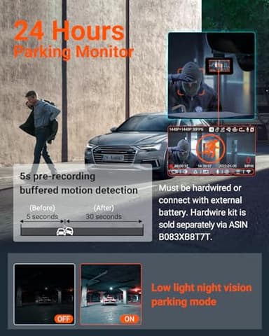 Vantrue E2 Dash Cam Front and Rear, 2.7K Upgrade Rear Cam, Dual STARVIS, 2.7K + 2.7K Dash Camera for Cars, Voice Control, WiFi, GPS, Night Vision, 24H Parking Mode, G-Sensor, 2.45" IPS, Support 512GB - Image 5
