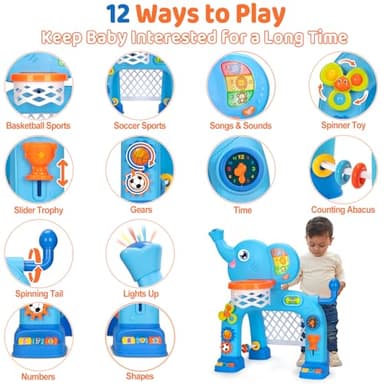 KIZZYEA Toys for 1 2 3 Years Old Boys Girls, Toddler Basketball Hoop & Soccer Goal, Montessori Toy, Interactive Musical Sports Toys with Light, Christmas Birthday Gifts for Baby Kids Age 12-18 Months - Image 5