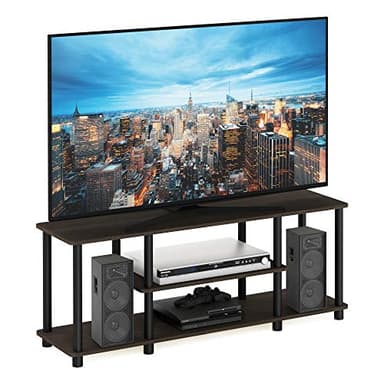Furinno Turn-N-Tube No Tools 3D 3-Tier Entertainment TV Stand up to 50 inch TV, Round Tubes, Dark Brown / Black - Image 1