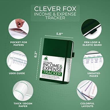 Clever Fox Income & Expense Tracker – Accounting & Bookkeeping Ledger Book for Small Business – 1-Year Record Notebook, A5 (Dark Green) - Image 2