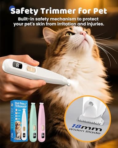 Dog Paw Trimmer with LED Light, 35dB Low Noise Precision Pet Paw Trimmer for Dogs Cats Grooming Clippers, 2 Speed Safety Electric Paw Hair Trimmer for Paws, Ears, Rump, Face, Eyes (White) - Image 6